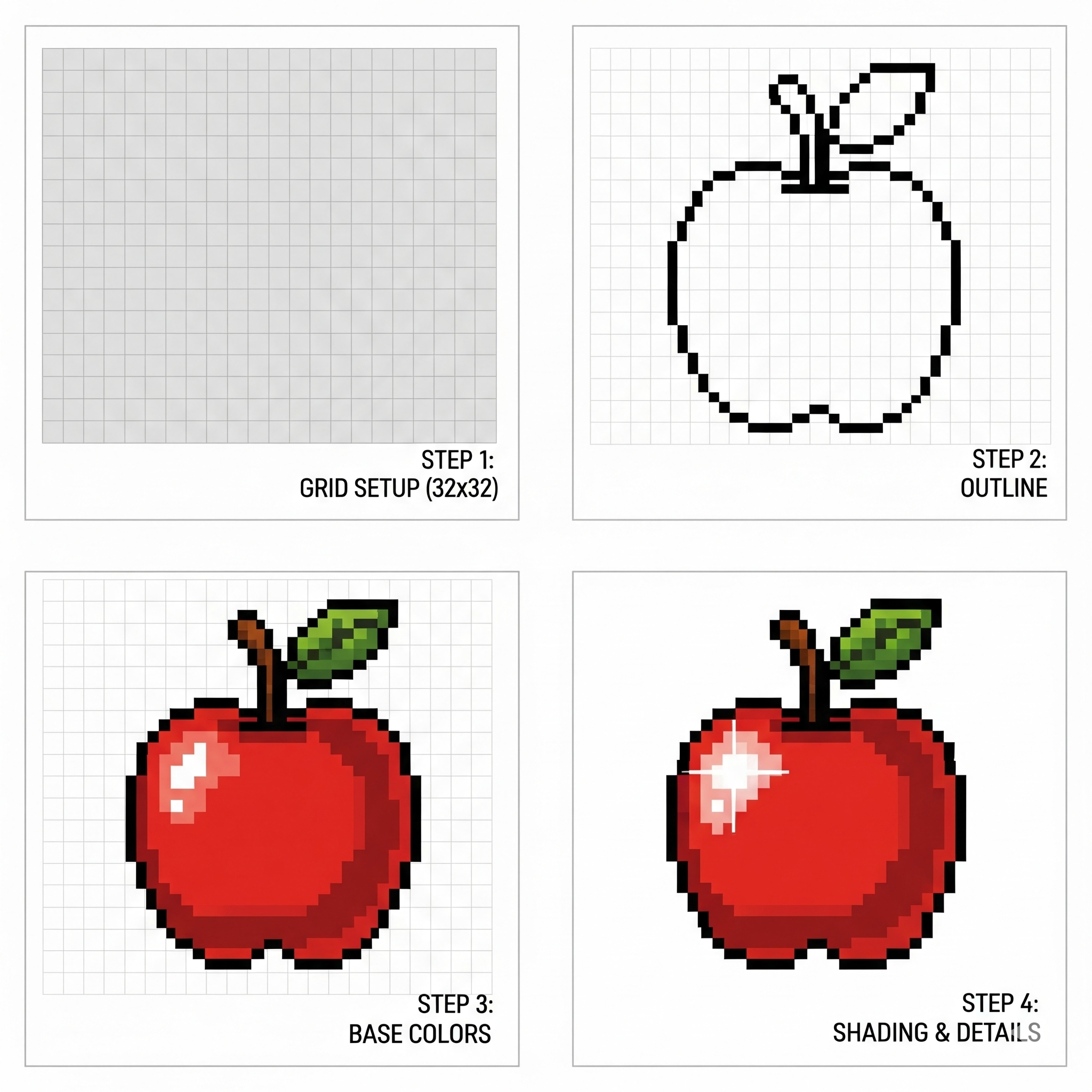 Pixel Art Tutorial - Step-by-step guide for beginners creating 8-bit sprites